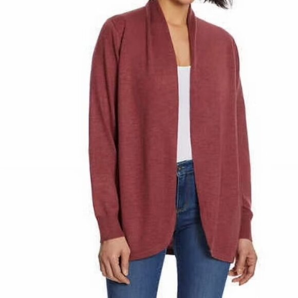 NEW Ella Moss Womens M Open Front Cardigan Sweater Dusty Rose Polyester 23CT - Picture 1 of 9
